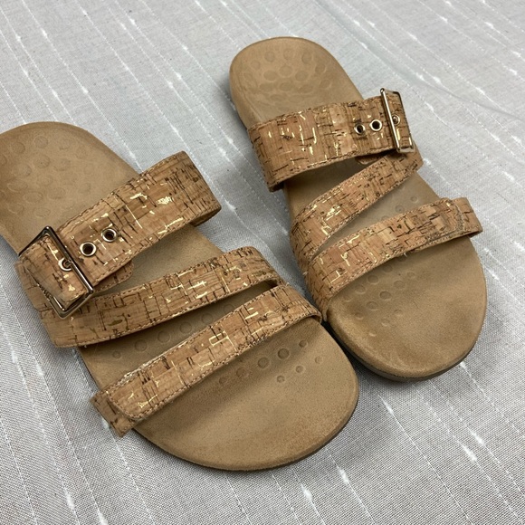 vionic gold cork sandals